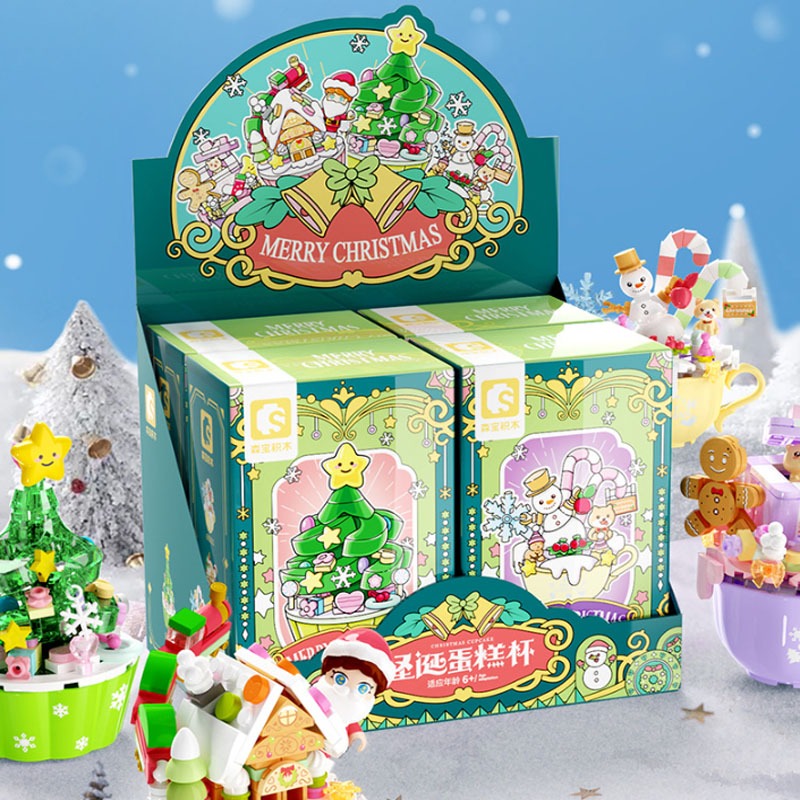 Đồ Chơi Lắp Ráp Kiểu Lego Giáng Sinh Set 4 Bộ Mô Hình Người Tuyết, Ông Già Noel, Cây Thông No.605030-605033 Với 498+PCS