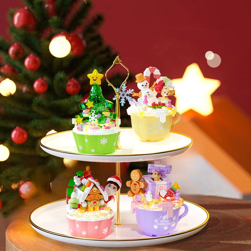 Đồ Chơi Lắp Ráp Kiểu Lego Giáng Sinh Set 4 Bộ Mô Hình Người Tuyết, Ông Già Noel, Cây Thông No.605030-605033 Với 498+PCS