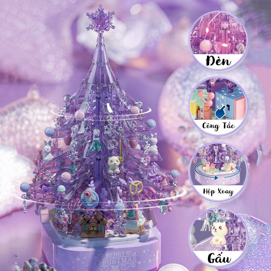 Đồ Chơi Lắp Ráp Kiểu Lego Noel Mô Hình Cây Thông Giáng Sinh Merry Christmas Có Đèn Và Phát Nhạc No.605024, 605029