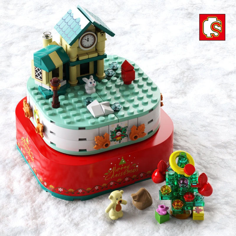 Đồ Chơi Lắp Ráp Kiểu Lego Noel Mô Hình Hộp Nhạc Người Tuyết Giáng Sinh Merry Christmas Có Nhạc, Đèn No.601162 Với 220PCS