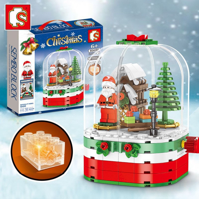 Đồ Chơi Lắp Ráp Kiểu Lego Giáng Sinh Hộp Nhạc Ông Già Noel Santa Claus Merry Christmas Có Đèn Và Phát Nhạc No.601090