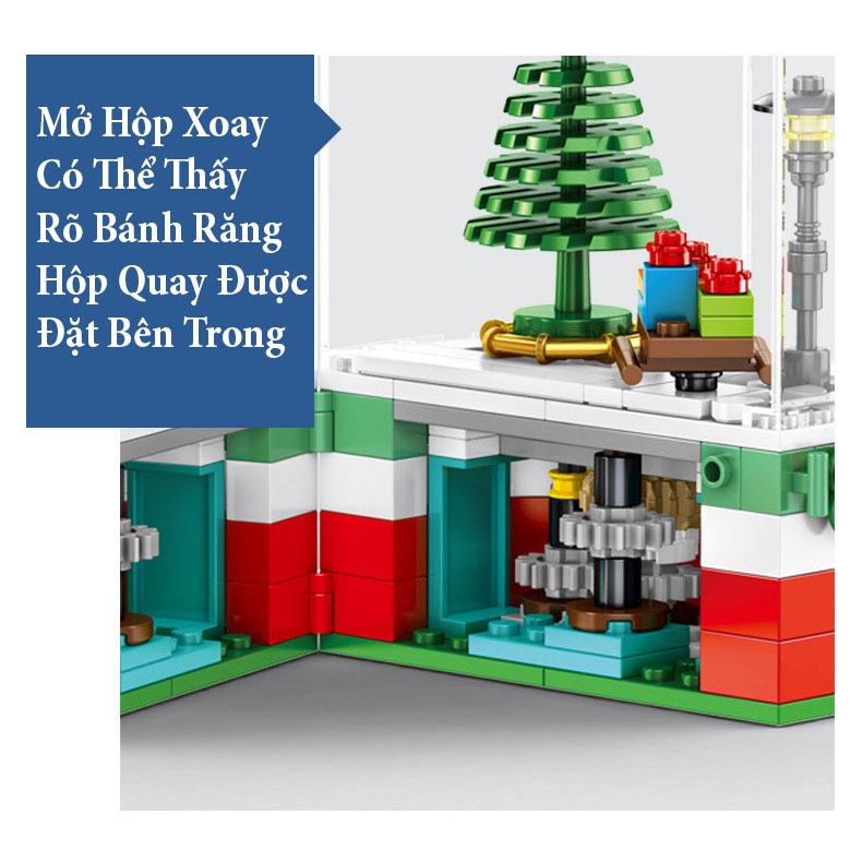Đồ Chơi Lắp Ráp Kiểu Lego Giáng Sinh Hộp Nhạc Ông Già Noel Santa Claus Merry Christmas Có Đèn Và Phát Nhạc No.601090