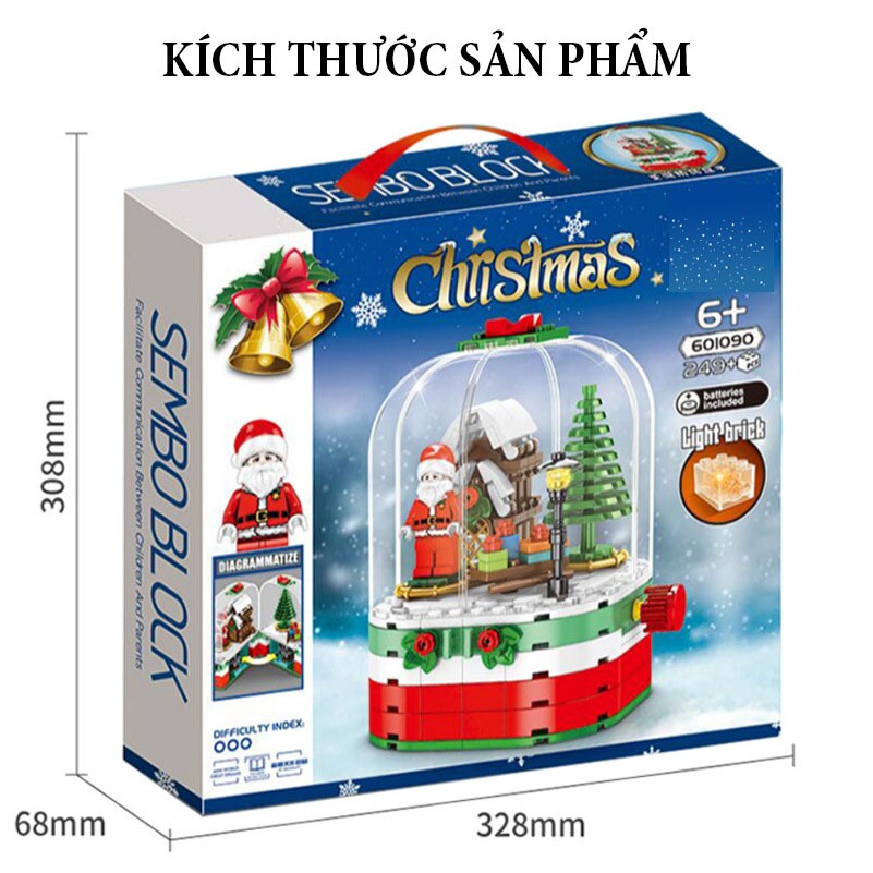 Đồ Chơi Lắp Ráp Kiểu Lego Giáng Sinh Hộp Nhạc Ông Già Noel Santa Claus Merry Christmas Có Đèn Và Phát Nhạc No.601090