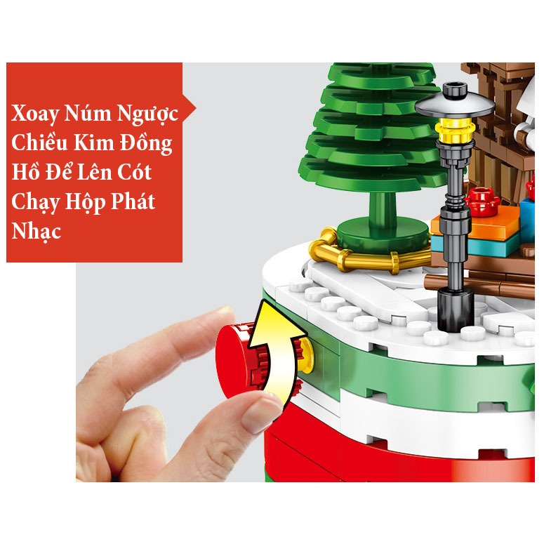 Đồ Chơi Lắp Ráp Kiểu Lego Giáng Sinh Hộp Nhạc Ông Già Noel Santa Claus Merry Christmas Có Đèn Và Phát Nhạc No.601090