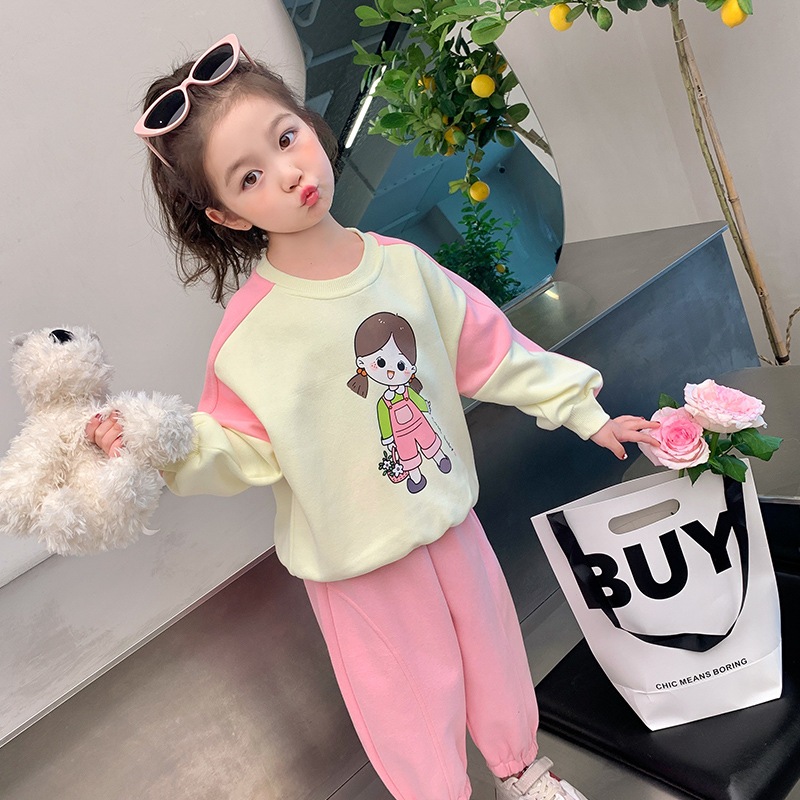 Bộ dài tay bé gái nỉ bông size đại, đồ bộ thu đông bé gái, bộ thu đông bé gái đáng yêu