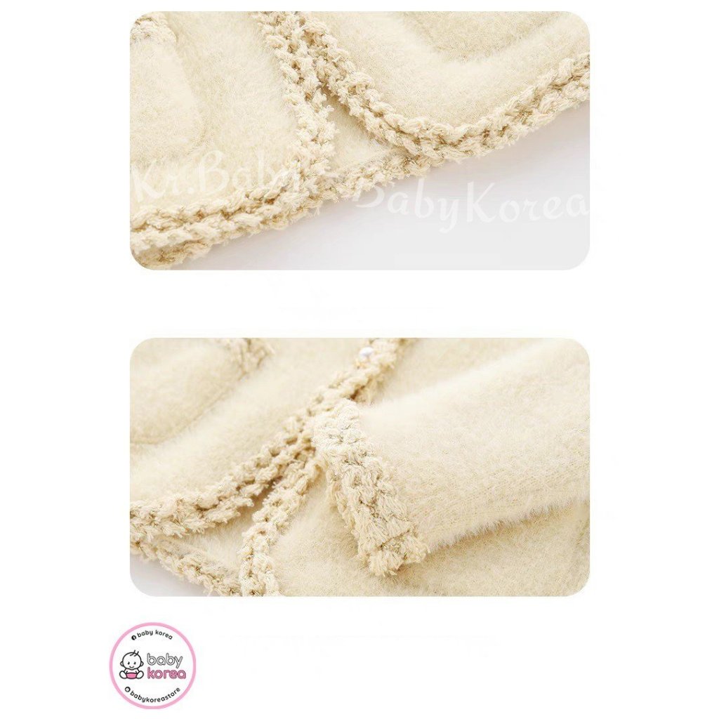 Áo cardigan lông thỏ MINICLOSET ấm áp made in Korea cho bé gái 10-25kg thời trang trẻ em BABYKOREA