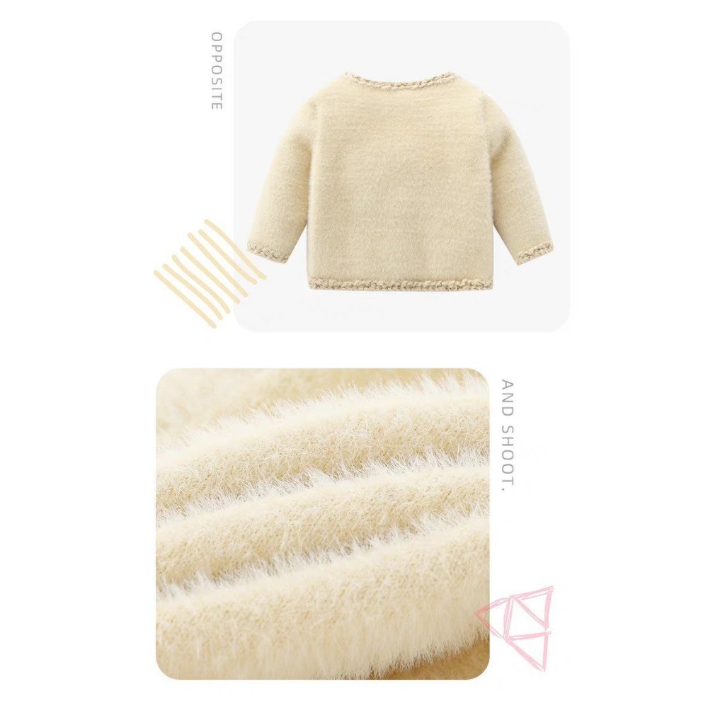 Áo cardigan lông thỏ MINICLOSET ấm áp made in Korea cho bé gái 10-25kg thời trang trẻ em BABYKOREA