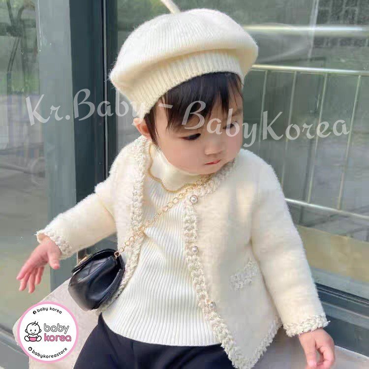 Áo cardigan lông thỏ MINICLOSET ấm áp made in Korea cho bé gái 10-25kg thời trang trẻ em BABYKOREA