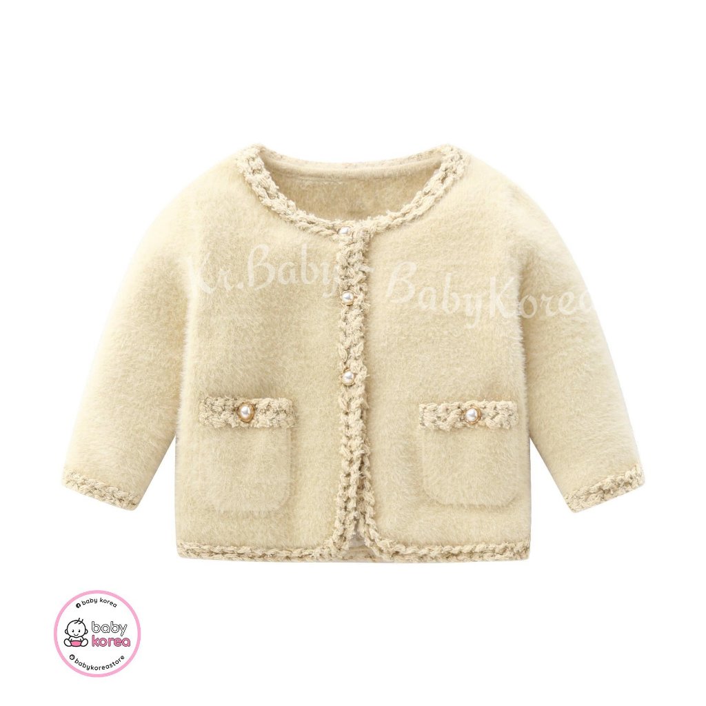 Áo cardigan lông thỏ MINICLOSET ấm áp made in Korea cho bé gái 10-25kg thời trang trẻ em BABYKOREA