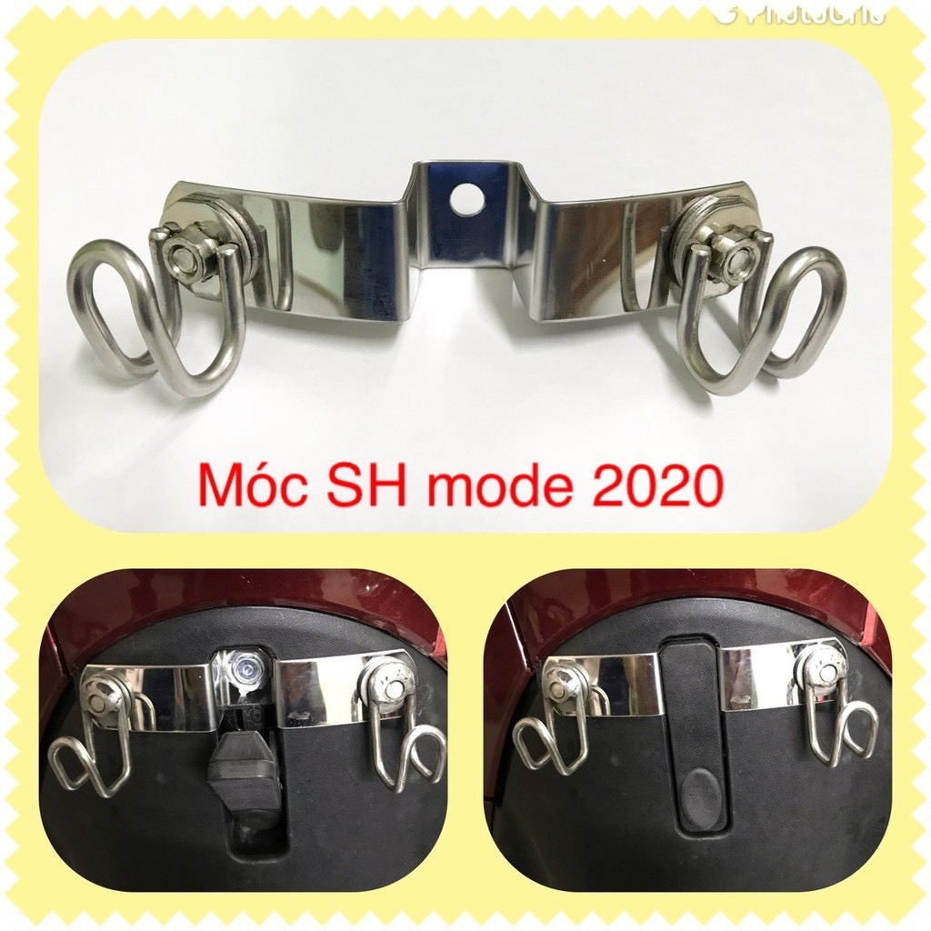 Móc treo đồ xe máy mẫu u inox đôi gắn xe Vision và SH Mode đời mới 2021-2023