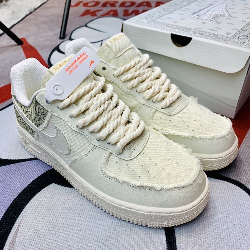 Giày Air force 1 Big Bang,AF1 dây thừng, AF1 Canvas, chất liệu vải thổ cẩm, giày nam nữ cổ thấp, đế air tăng chiều cao