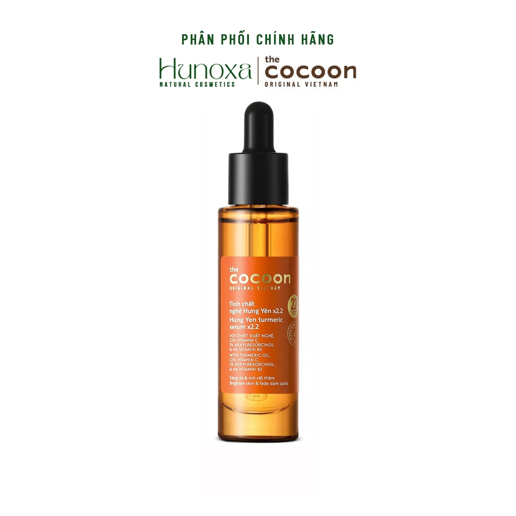 Tinh chất nghệ Hưng Yên x2.2 (serum) với 22% vitamin C sáng da chuyên sâu & mờ vết thâm Cocoon 30ml - HUNOXA
