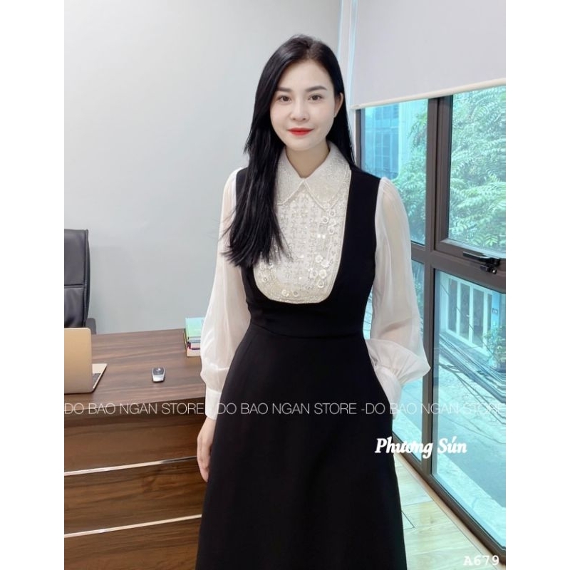 Váy cổ đá tay tơ 💯HÀNG THIẾT KẾ TẾT 2024 💖