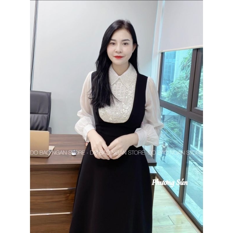 Váy cổ đá tay tơ 💯HÀNG THIẾT KẾ TẾT 2024 💖