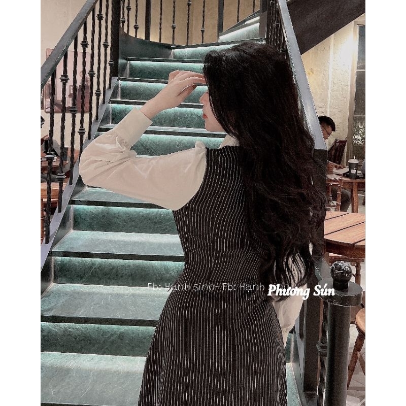 Kẻ đen trắng phối sơmi, váy liền 💯HÀNG THIẾT KẾ TẾT 2024 💖