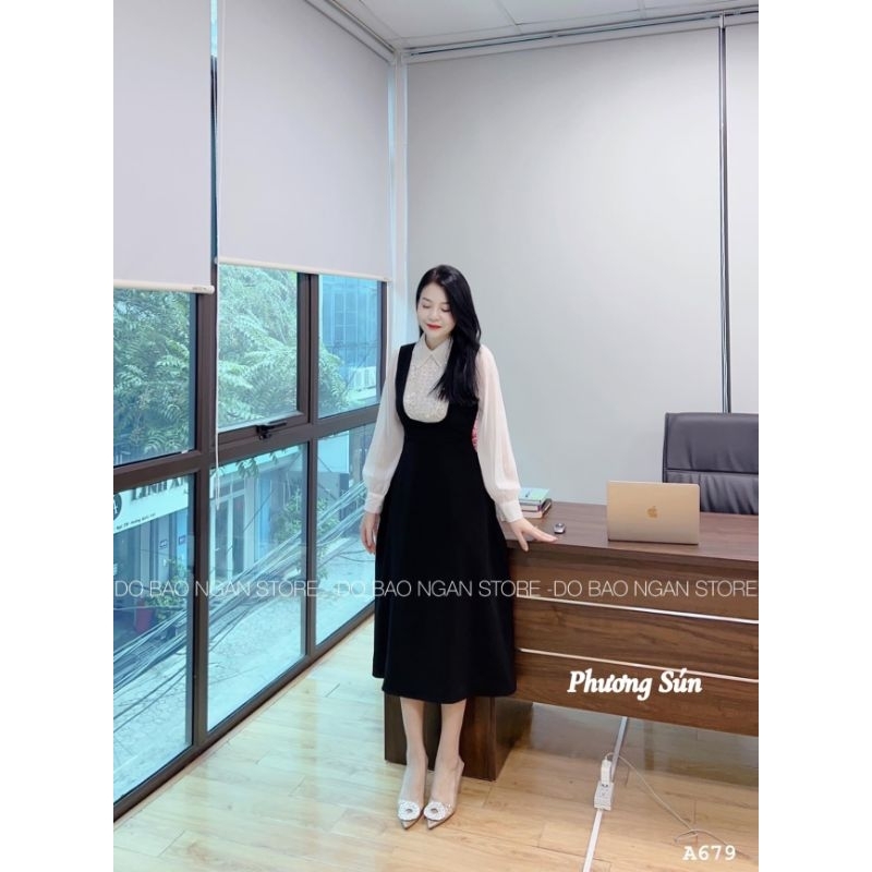 Váy cổ đá tay tơ 💯HÀNG THIẾT KẾ TẾT 2024 💖