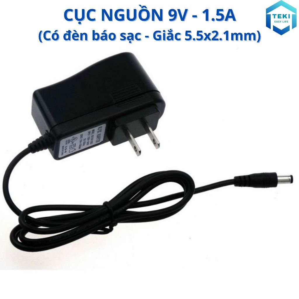 Nguồn Adapter 9V-1.5A chân thường 5.5*2.1mm Sạc cho Bộ phát WIFI, Quạt, Loa, máy hút sữa,... | TEKI