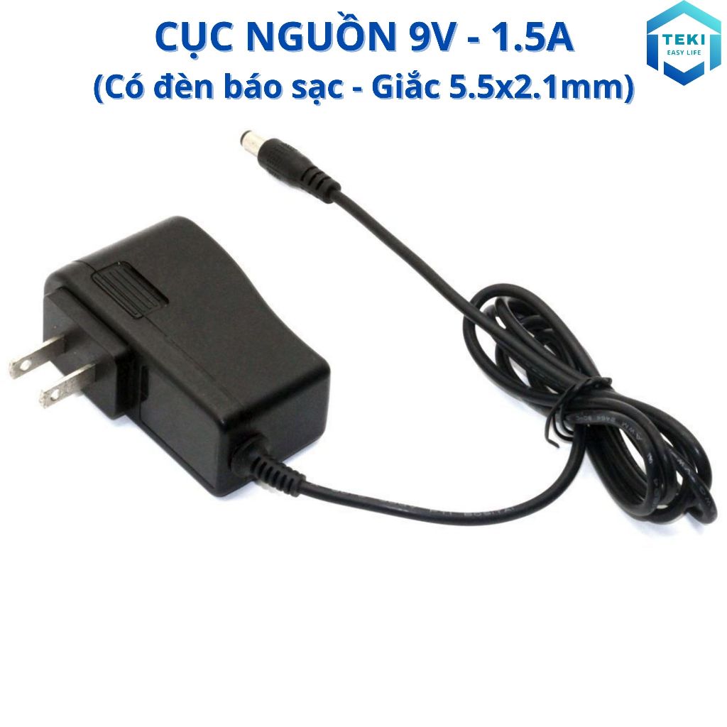 Nguồn Adapter 9V-1.5A chân thường 5.5*2.1mm Sạc cho Bộ phát WIFI, Quạt, Loa, máy hút sữa,... | TEKI