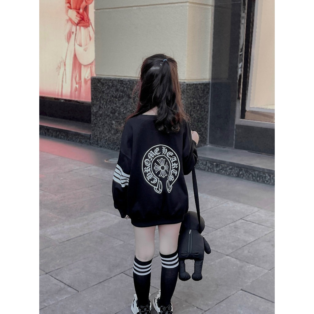 Áo sweater chome in sọc tay  cho bé , áo nỉ cổ tròn trẻ em unisex bé trai , gái , Kid_genz