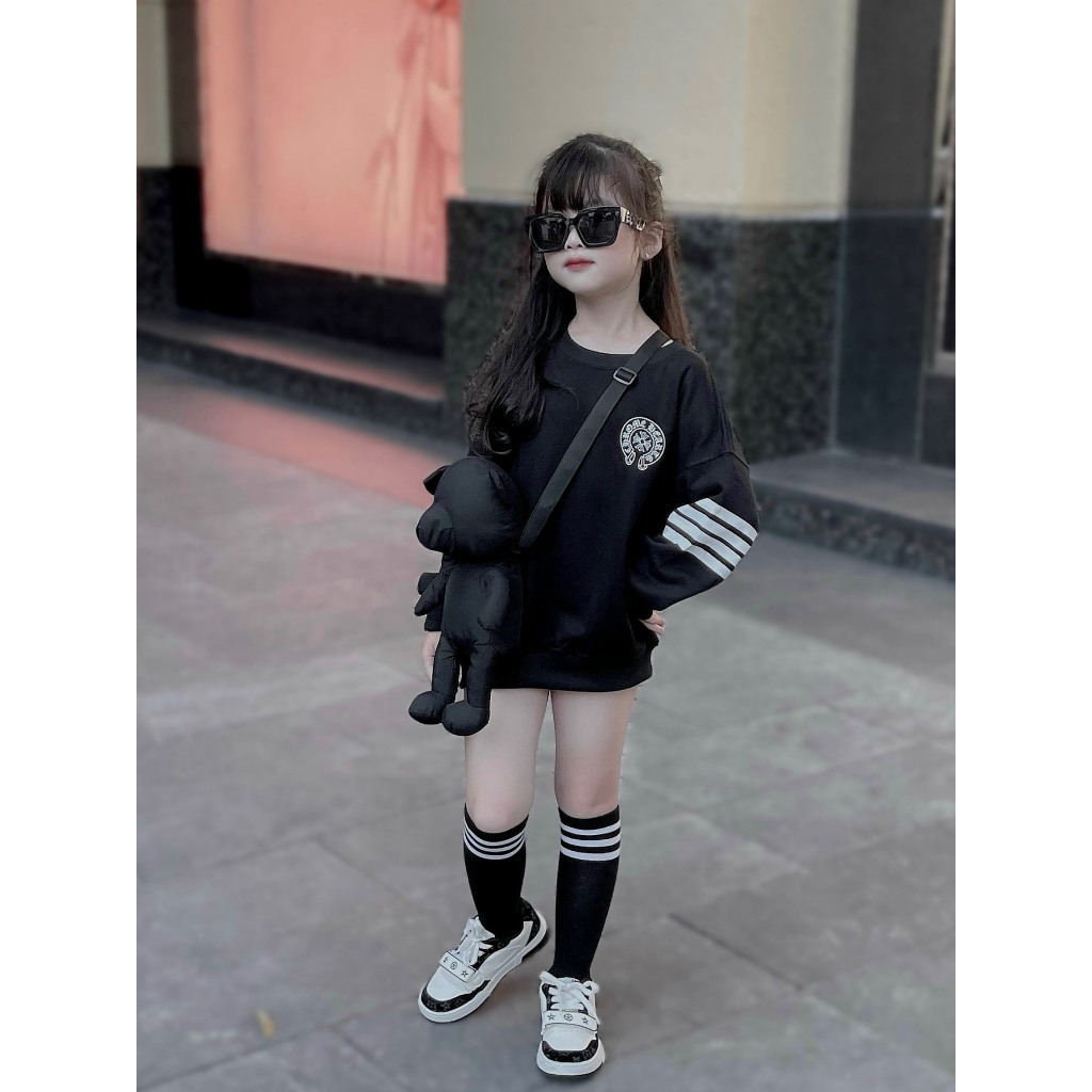 Áo sweater chome in sọc tay  cho bé , áo nỉ cổ tròn trẻ em unisex bé trai , gái , Kid_genz