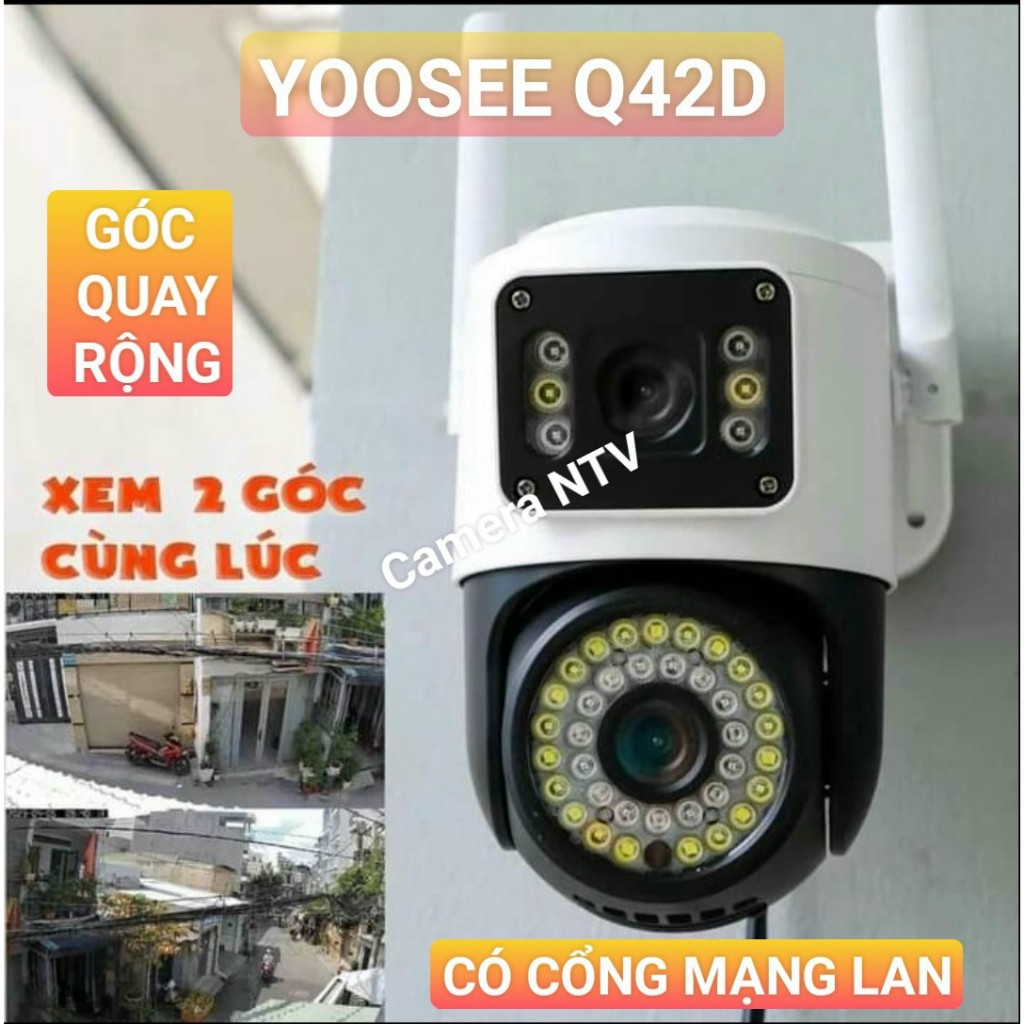 Camera Yoosee PTZ 2 Mắt Q42D - Xem 2 Màn Hình Cùng Lúc - Độ Phân Giải 5.0MP - Xoay 360 Độ - Đêm Có Màu - Hỗ Trợ Đàm Thoạ