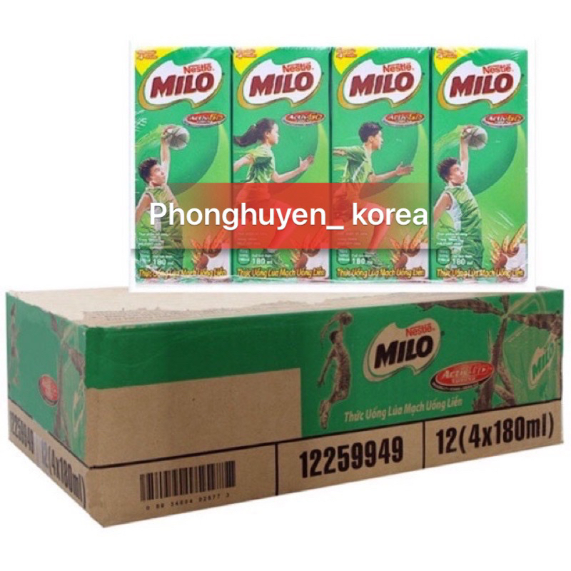 Thùng sữa Milo lúa mạch ít đường/ Có đường 180ml x48 hộp [ Bọc Chống S