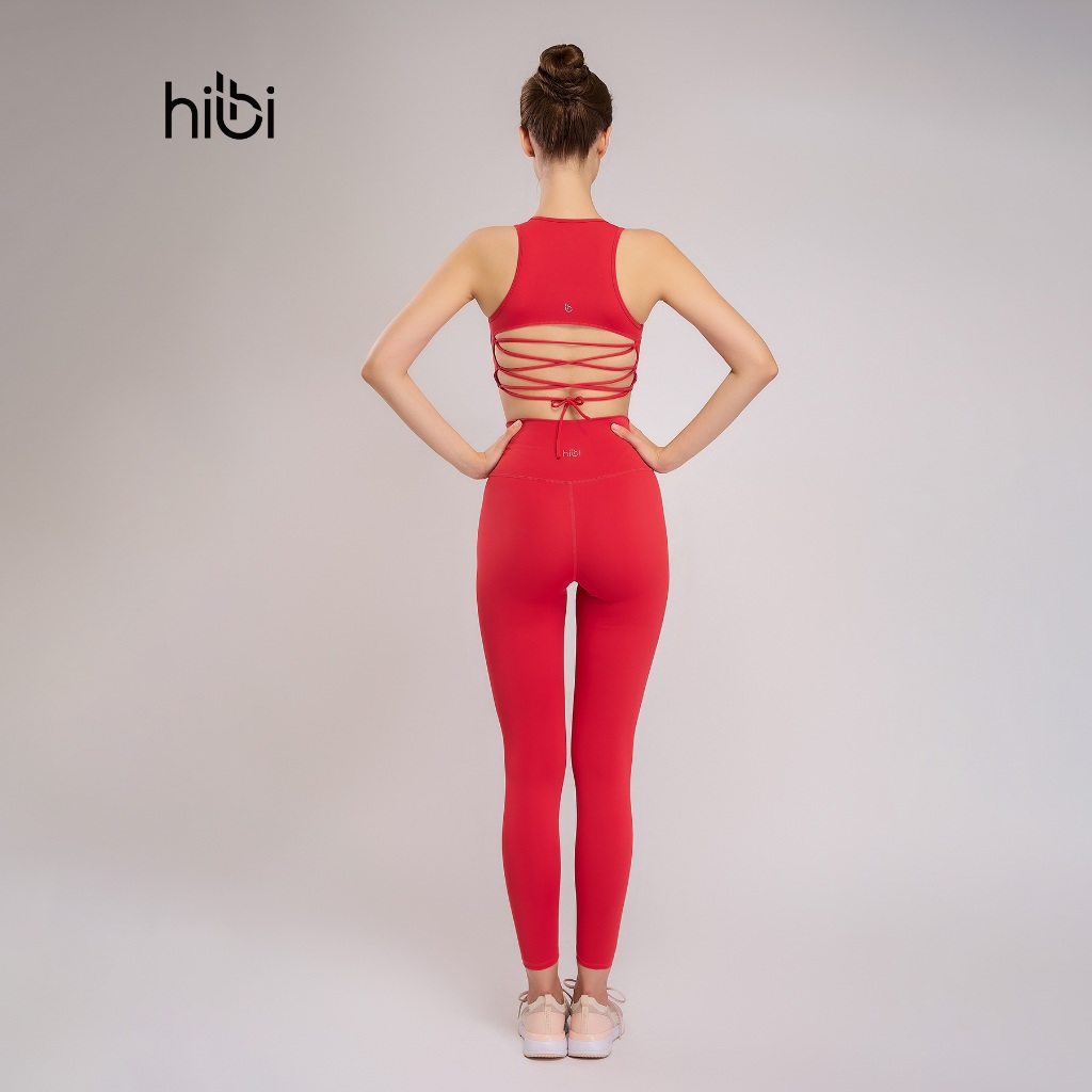 Set Đồ Tập Yoga Gym Hibi Sports H164 Kiểu Áo Cổ Vuông Đan Cột Dây Lưng, Kèm Mút Ngực