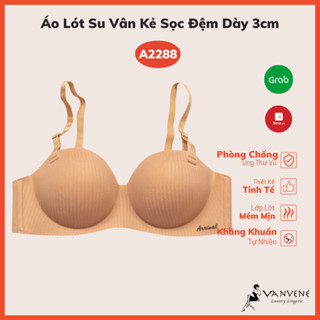 Áo lót nữ VANVENE A2288, áo đệm dày 5cm su vân kẻ sọc cup ngang ôm siêu nâng đẩy ngực cao cấp