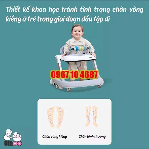 Xe tập đi đa năng Umoo UM 02115, Xe tập đi em bé an toàn bảo hành 12 tháng