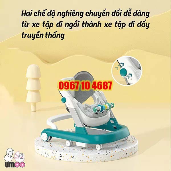 Xe tập đi đa năng Umoo UM 02115, Xe tập đi em bé an toàn bảo hành 12 tháng
