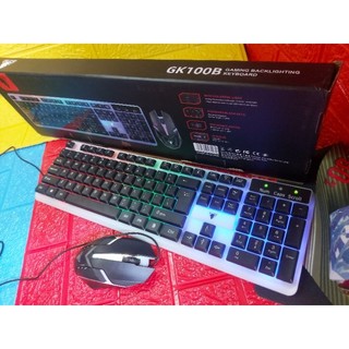 Combo 3 món phím chuột gaming kèm lót chuột xịn mới full box model gk100b gaming