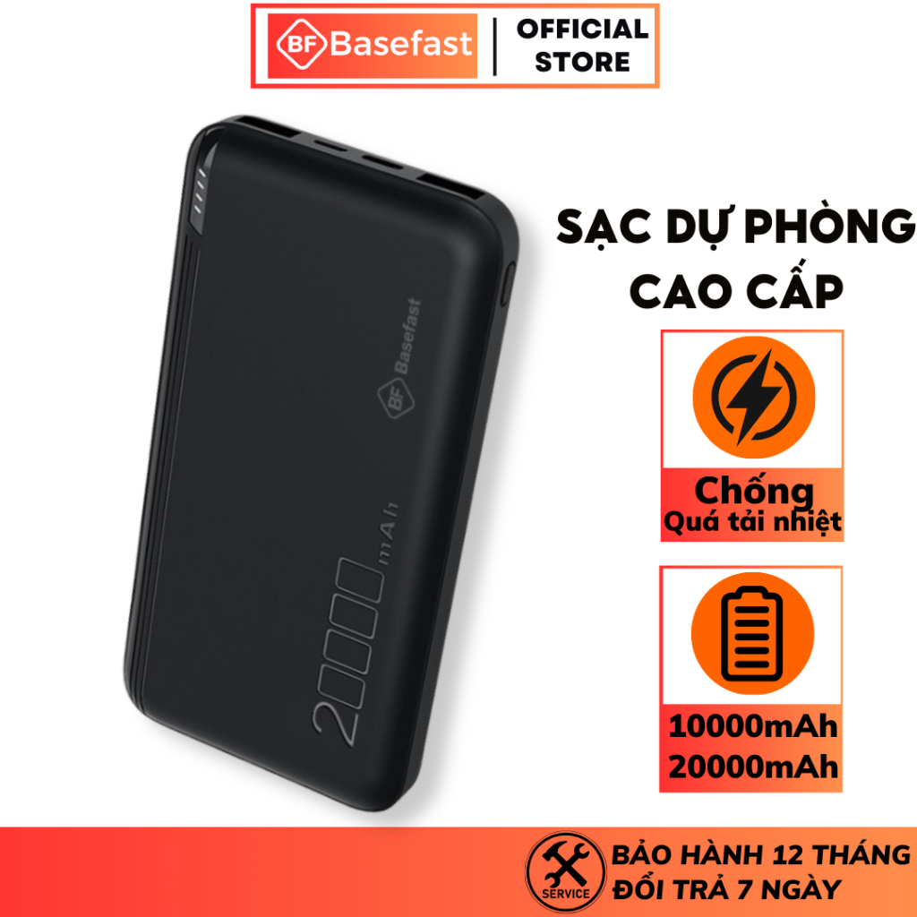 Sạc dự phòng 20000mAh Basefast Pin công nghệ chống cháy nổ thiết kế gọn nhẹ dùng cho lP Samsung