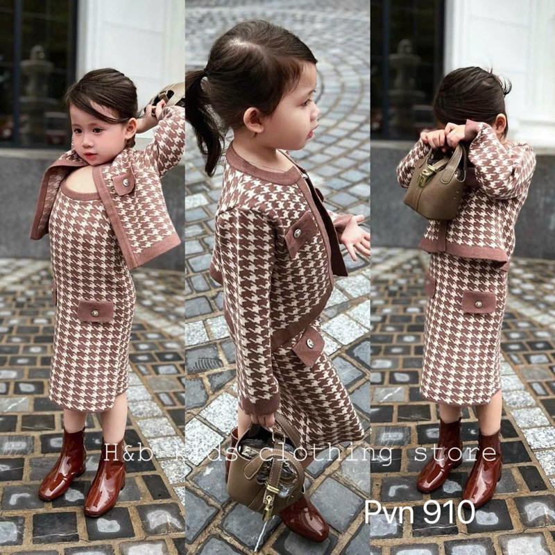 Set váy len ziczac bé gái