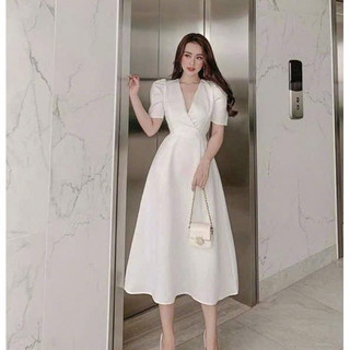 (SHOP BIGSIZE nữ 50kg đến 90kg ) ĐẦM CỔ V ĐI TIỆC
