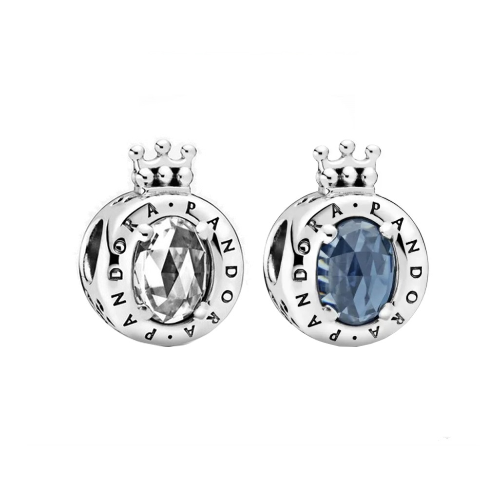 Charm xỏ Pandora Logo & Crown O Blue Charm 1131 - Chuẩn Bạc S925