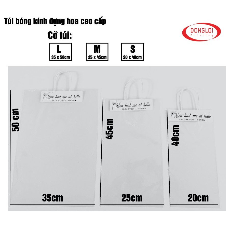 Túi Đựng Hoa Tươi, Hoa Sáp, Hoa Len Trong Suốt Làm Quà Tặng Giáng Sinh Thiết Kế Trendy Nhiều Kích Thước Chất Liệu PVC