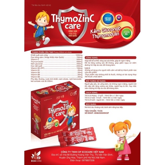 ThymozinC Care - Dùng Cho Trẻ Biếng Ăn, Chậm Lớn, Sức Đề Kháng Kém