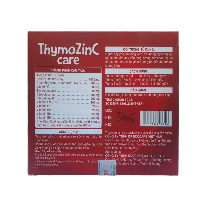 ThymozinC Care - Dùng Cho Trẻ Biếng Ăn, Chậm Lớn, Sức Đề Kháng Kém