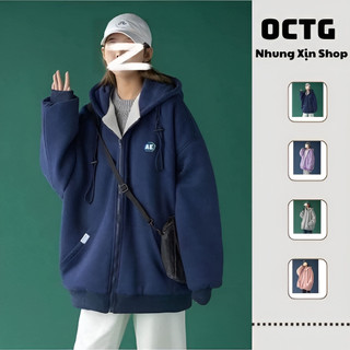 Áo hoodie zip form rộng thụng siêu dày dặn 2 lớp