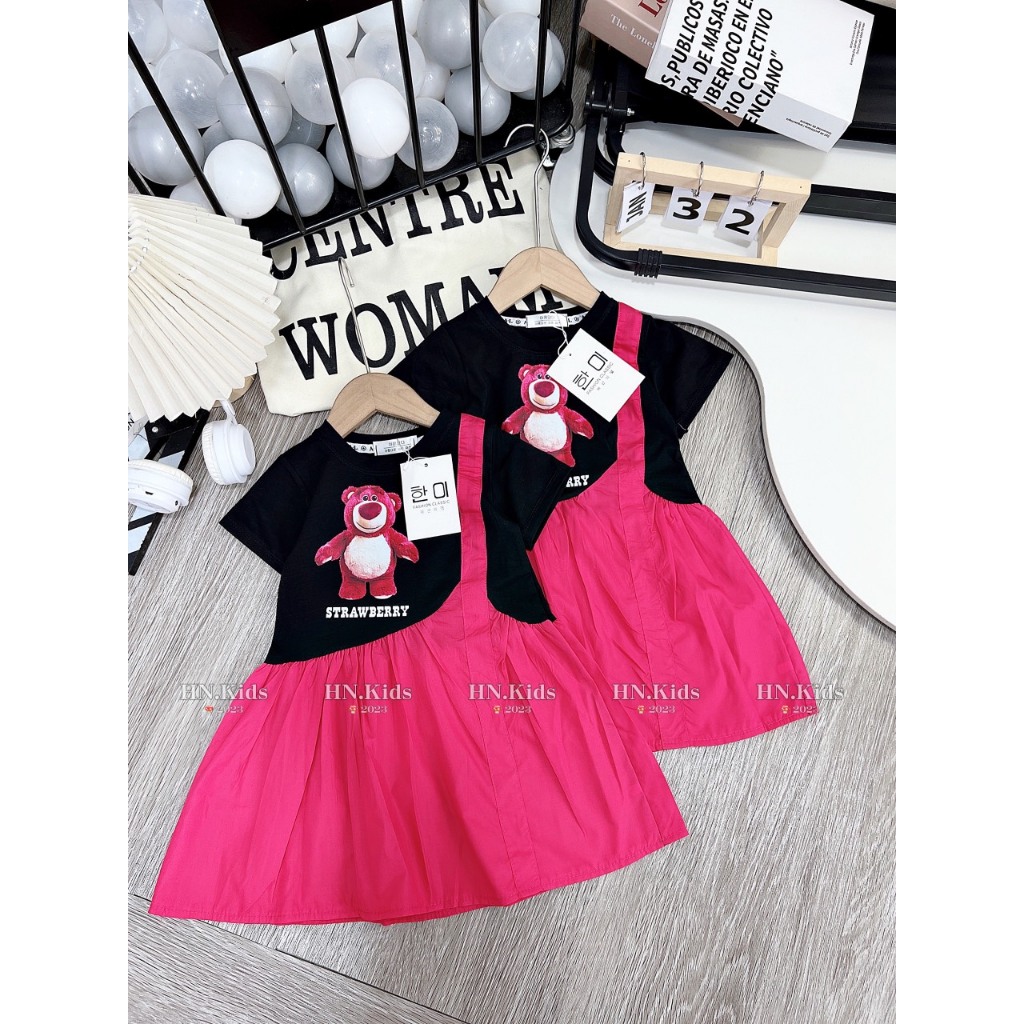 Váy babydoll cotton mềm mát phối 2 màu xinh xắn cho bé gái