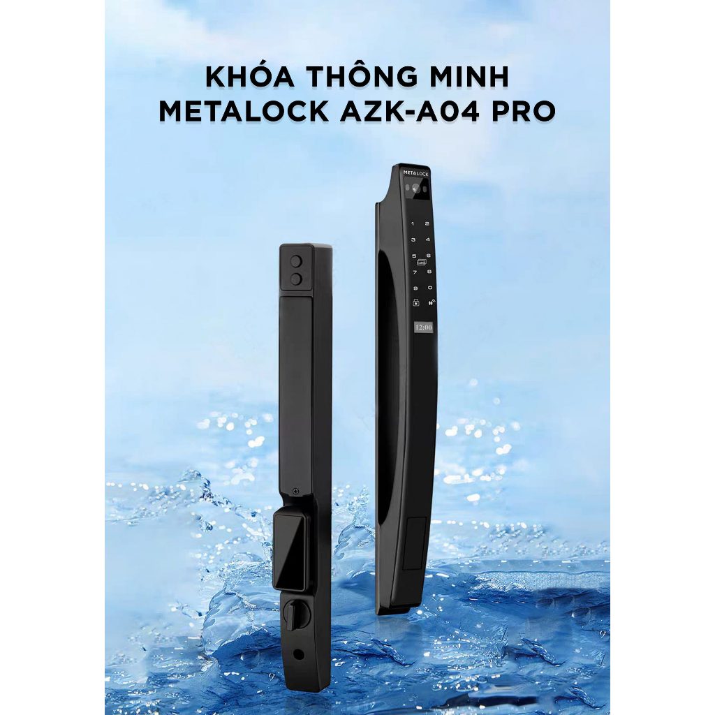 Khóa thông minh nhận diện khuôn mặt Metalock AZK-A04 Pro, tích hợp nhiều cách mở, phù hợp lắp cửa nhôm Xingfa