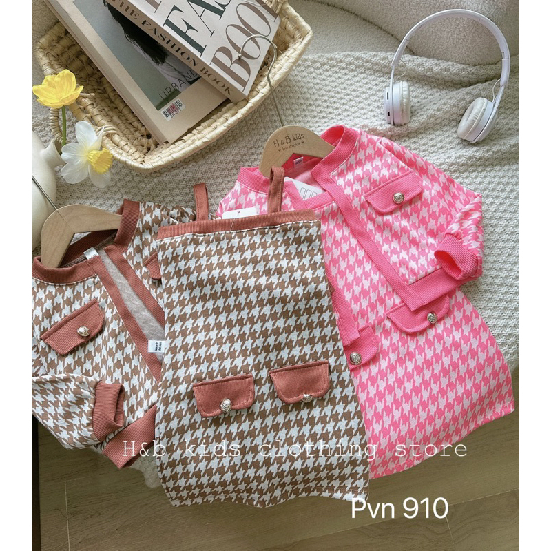 Set váy len ziczac bé gái