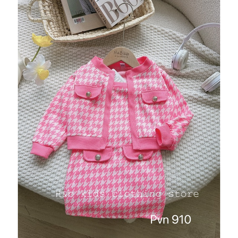 Set váy len ziczac bé gái