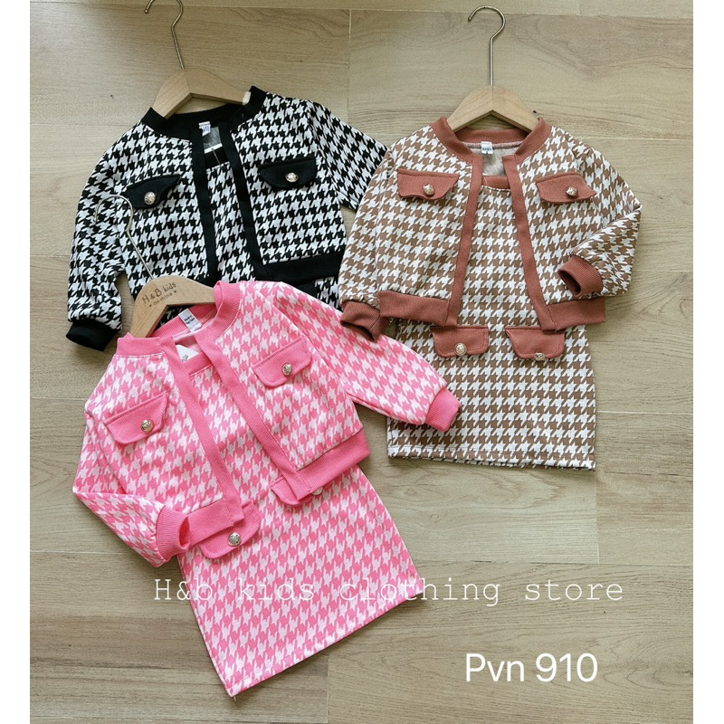 Set váy len ziczac bé gái