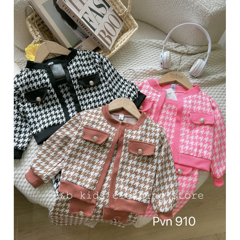 Set váy len ziczac bé gái