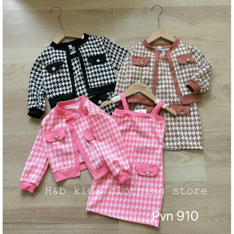 Set váy len ziczac bé gái