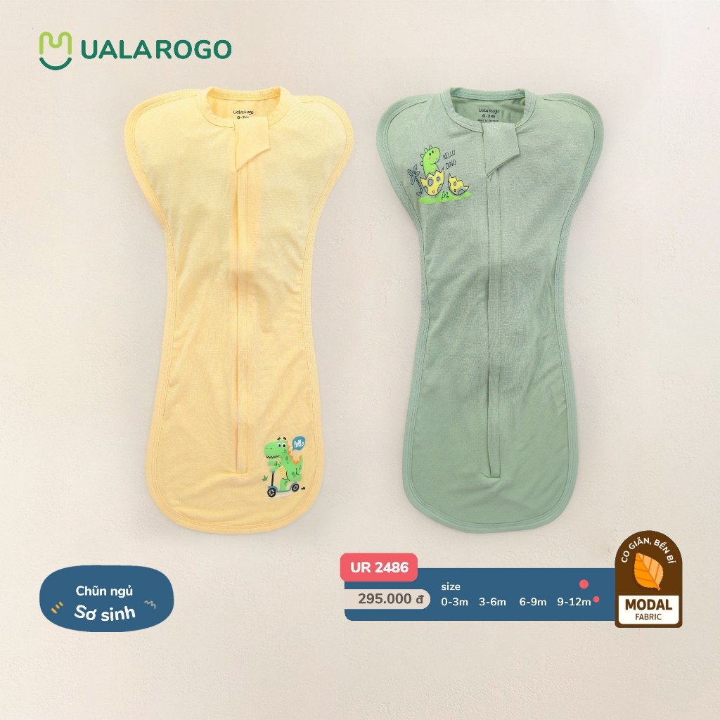 Nhộng chũn sơ sinh chống giật mình giúp bé ngủ ngon Ualarogo vải sợi tre khóa 2 chiều dễ thay bỉm 2456