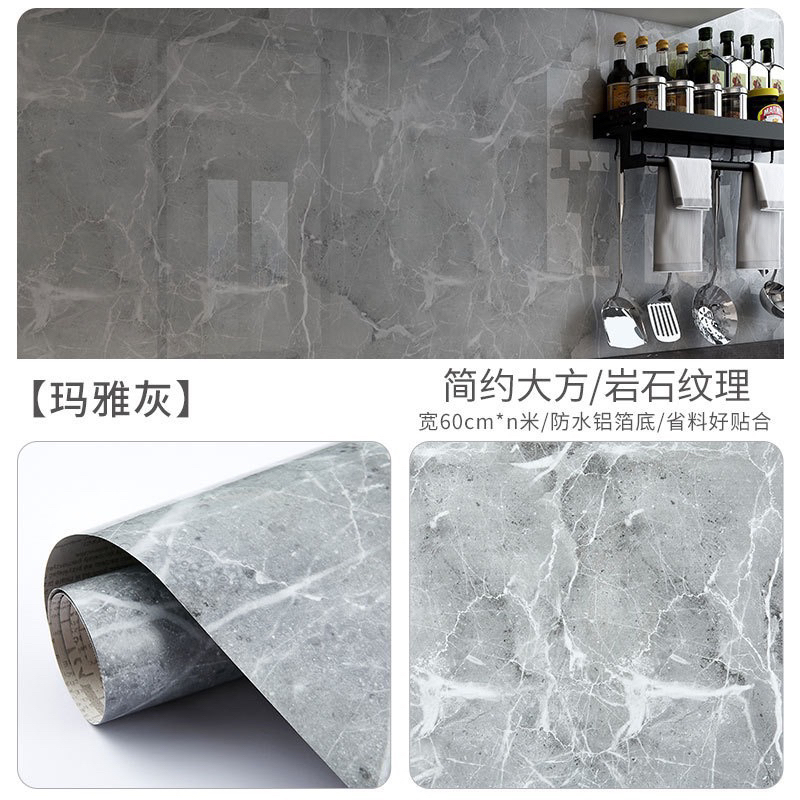 Decal dán bếp  - Giấy dán tường giả vân đá 3D chịu nhiệt, chống dầu mỡ