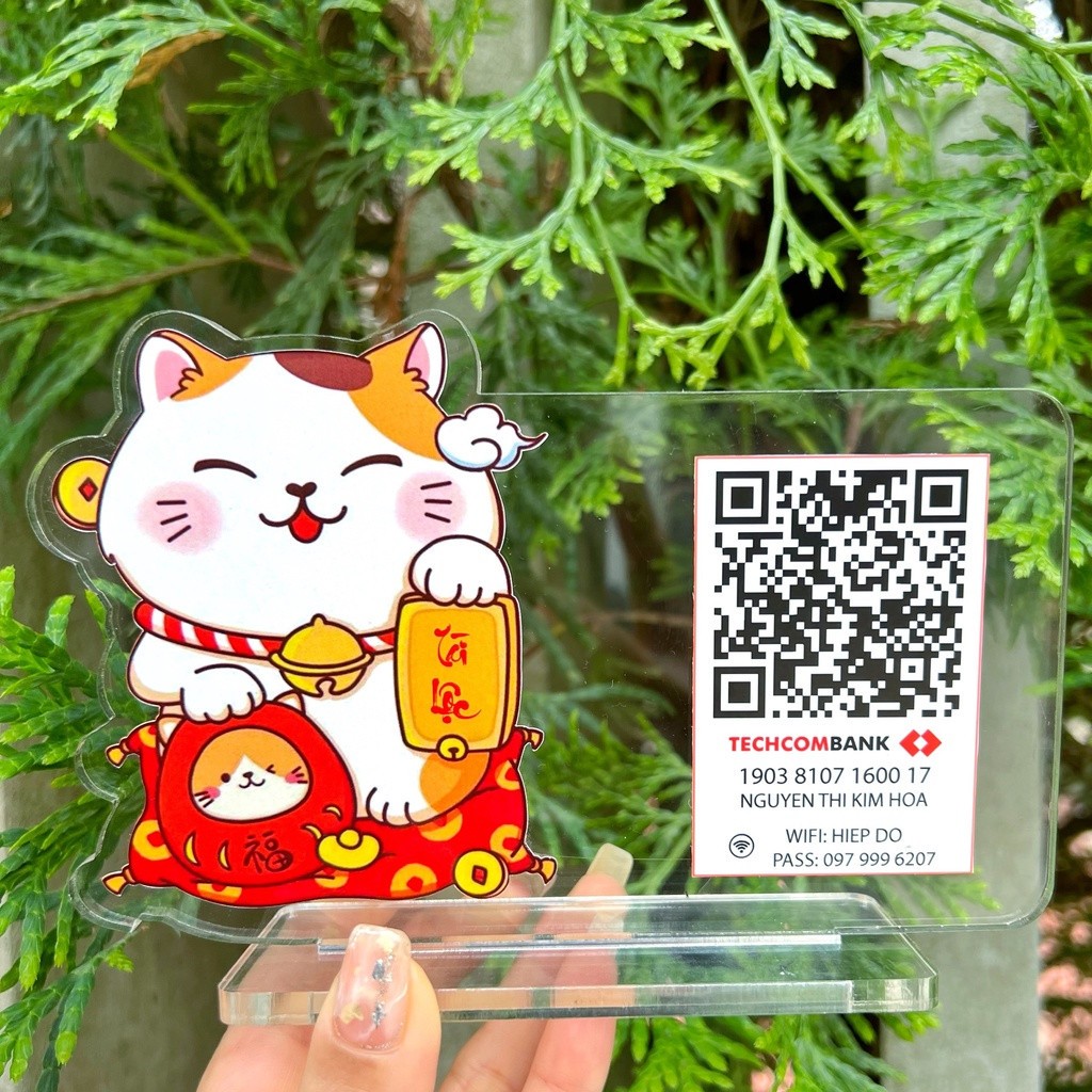 Bảng mã Qr code làm bằng acrylic sang trọng để bàn chất lượng cao cấp, in theo yêu cầu rẻ vô địch