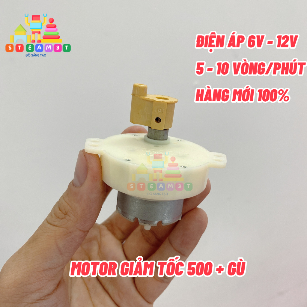 Motor mô tơ giảm tốc mini kèm tay đòn 500 6V - 12V tốc độ chậm 5 - 10 vòng/phút chạy êm - LK0341